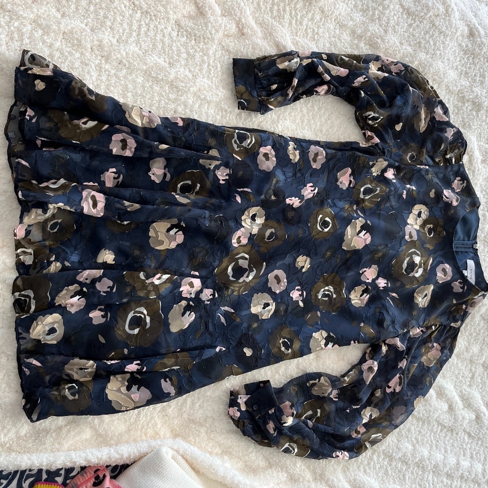 Reiss Viscose floral Dress, Navy, Size 8